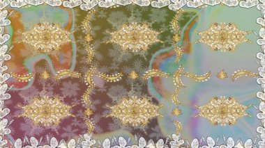 Tarafsız ve altın desenli. Tekrarlayan elementlerle kusursuz soyut arkaplan. Zarif raster klasik desen.