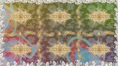 Kusursuz klasik altın desen. Altın elementlerle bej renklerde altın desen. Raster geleneksel oryantasyon süsü.