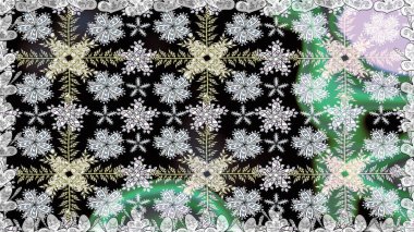 Çiçek buketleriyle klasik tarzda kusursuz desenler. Gri renklerde. Raster illüstrasyonu.