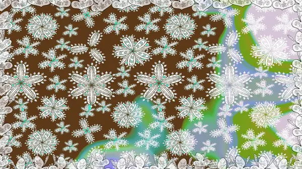 Fantezi çiçekli kusursuz desen, doğal duvar kağıdı, çiçek desenli kıvrım çizimi. Ev dekoru. Paisley el çizimi elementler.