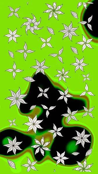 Yeşil çiçekli bahar çiçekleri. Motley illüstrasyonu. Moda baskıları için zarif bir şablon. Küçük renkli çiçekler. Küçük çiçekte şirin desenler.