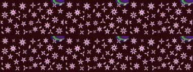 Raster düz çiçek çizim deseni. Kahverengi renkli çiçekler. Tasarım hediye paketi, tebrik kartları, posterler ve afiş tasarımı.