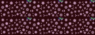 Düz Çiçek Elementleri Tasarımı. Güzel kumaş deseni. Raster Illustrasyon 'daki Çiçek Deseni' nin son moda çizimi. Renkli Yaz Teması çizim şablonu.