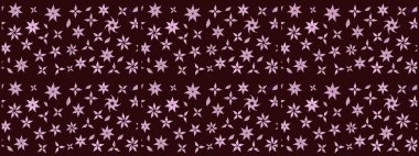 Kumaş, duvar kağıdı ve kağıt üzerine baskı yapmak için gelişen arka plan. Moda arka planında parlak buketler. Eski usul küçük çiçekli şirin bir eskiz deseni. Raster illüstrasyonu.