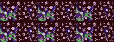 Kahverengi renkli bitkilerden oluşan parlak çiçekli çizim deseni.