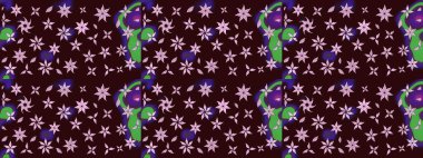 Kahverengi renkte çiçekli çiçek deseni. Suluboya tarzında kahverengi renkte çiçekler.