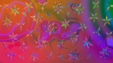 Raster illüstrasyonundaki çiçek desenli çizim. Suluboya tarzında pembe renkte çiçekler.