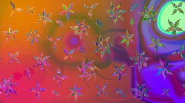 Kahverengi renkte çok kahverengi, zarif küçük çiçekler ve komik böcekler, raster desen, illüstrasyon.