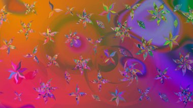 Kahverengi renkli çiçekler. Çiçek süslemeli çizim deseni. Raster illüstrasyonu.