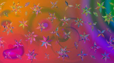 Suluboya tarzında kahverengi renkte. Raster illüstrasyonu. Küçük çiçekli bahar deseni çiz.