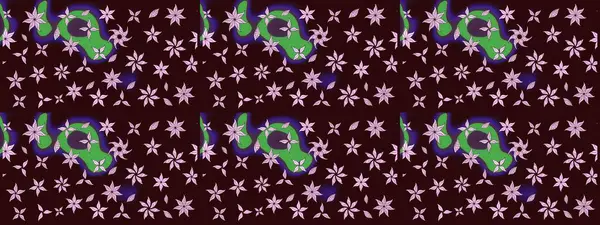 Kahverengi renkli etnik çiçeklerin olduğu zarif bir eskiz modeli. Raster Çiçek İllüstrasyonu güzel tekstil..