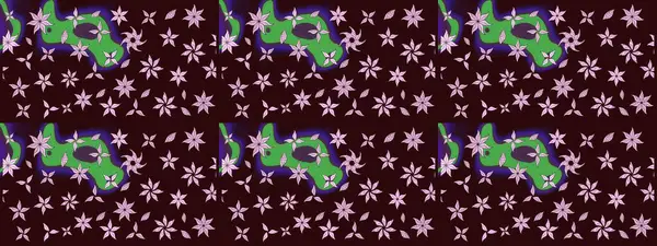 Kahverengi renkli çiçekler. Raster illüstrasyonundaki çiçek desenli çizim. Renkli Bahar Teması eskiz kalıbı. Düz Çiçek Elementleri Tasarımı.