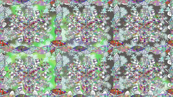 Raster dikişsiz Güzel kumaş deseni. Düz Çiçek Elemanları Tasarım. Çiçek deseni. Renkli Bahar Teması kesintisiz desen Arka Plan.