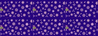 Suluboya tarzında mavi renkte. Küçük çiçekli yay deseni çiz. Raster illüstrasyonu.