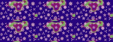 Bir sürü mavi soyut çiçekli tropikal eskiz deseni. Varicoloblue Raster çizimi. Küçük çiçekte sevimli çiçek deseni var..