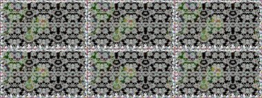 Gri renkli çiçekler. Kumaş desenli papatya çiçekleri ayrıntıları.