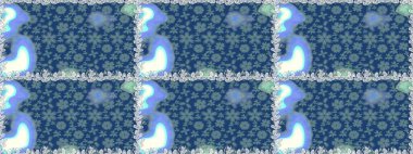 Mavi renkli çiçekler. Raster illüstrasyonunda kusursuz çiçek deseni. Renkli Bahar Temalı Kusursuz Arkaplan. Düz Çiçek Elementleri Tasarımı.