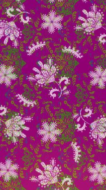 Raster illüstrasyonu. 3D çiçekler, eskiz. Mor, yeşil ve nötr renklerde.