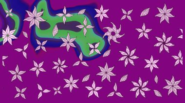 El çizimi. Çiçekli, yapraklı, çiçek desenli eskiz. Raster illüstrasyonu.