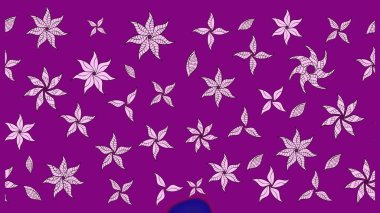 Raster deseni. Bahar çiçekleri dallı desen, mor renkler çiçekli siluet.