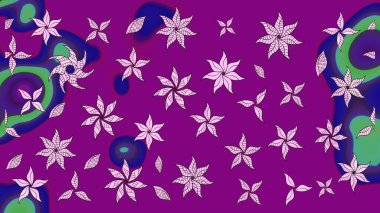 Mor renkli Asya tekstili. Çiçek desenli çizim. Raster illüstrasyonu.