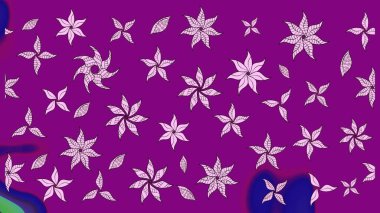 Yumuşak, bahar çiçekleri mor renklerde. Yaprak ve çiçeklerin suluboya resimleri, mor renkte çizimler. Raster illüstrasyonu.