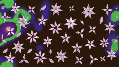 Raster illüstrasyonu. Raster çiçekleri klasik tarzda çizilmiş. Kahverengi renklerde bahar çiçekleri. Çiçekli yumuşak çizim deseni.