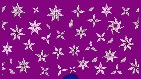 Raster deseni. Bahar çiçekleri dallı desen, mor renkler çiçekli siluet.