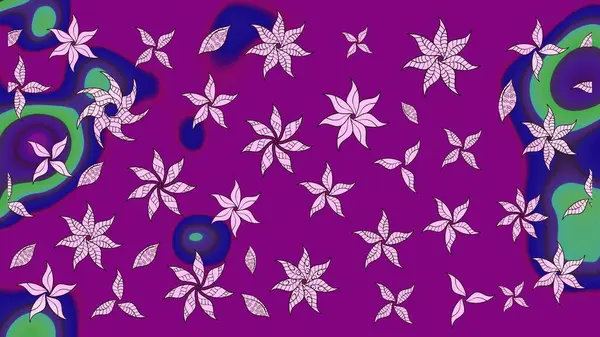 Mor renkli Asya tekstili. Çiçek desenli çizim. Raster illüstrasyonu.