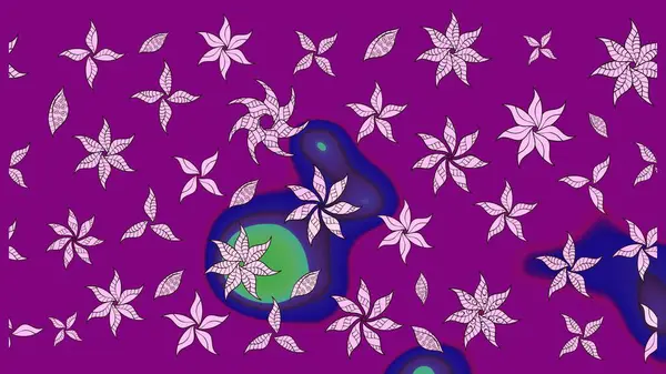 Raster illüstrasyonundaki çiçek desenli çizim. Düz Çiçek Elementleri Tasarımı. Renkli Bahar Teması eskiz kalıbı. Süslü kumaş deseni.