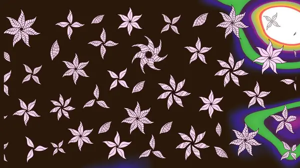 Kahverengi renklerde bahar çiçekleri. Çiçekli karalama şeklinde Raster çiçek deseni. Raster illüstrasyonu.