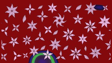 Çiçeksel çizim kalıbının yansıması. Vadinin çiçekleri kırmızı renklerde.