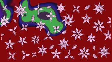 Düz Çiçek Elementleri Tasarımı. Süslü kumaş deseni. Raster illüstrasyonundaki çiçek desenli çizim. Renkli Bahar Teması çizim şablonu.