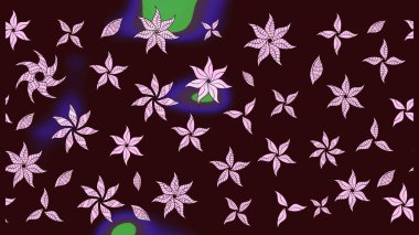 Tekstil, kumaş, ambalaj, hatıra defteri için hoş bir çiçek arkaplanı. Çocuksu tasarım. Kahverengi arka planda. Elle çizilmiş karalama çiçekleri ile Raster çizim deseni.
