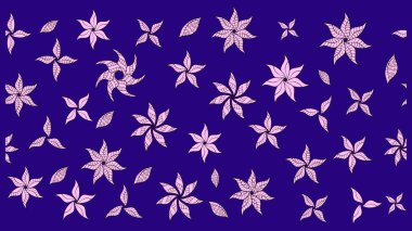 Raster illüstrasyonu. Şirin çiçekli eskiz deseni ve mavi renkli yapraklar, suluboya çiçek deseni, duvar kağıdı, kart veya kumaş için fayanslı.