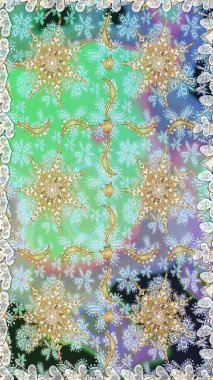 Tekrarlayan elementlerle soyut arkaplan oluşturun. Tarafsız renklerde altın rengi ve altın elementler üzerinde altın pürüzsüz desen. Kusursuz damaske klasik altın desen. Raster illüstrasyonu.