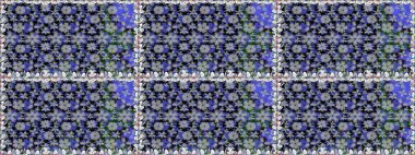 Küçük çiçekte güzel bir desen. Motley illüstrasyonu. Moda baskıları için zarif bir şablon. Küçük renkli çiçekler. Çiçekli bahar çiçekleri.