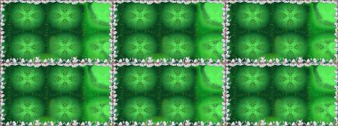 Düz Çiçek Elementleri Tasarımı. Çiçekli kusursuz retro desen. Renkli Yaz Temalı Kusursuz Arkaplan. Yeşil renkte çiçekler.