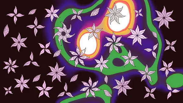 Düz Çiçek Elementleri Tasarımı. Raster güzel kumaş deseni çiziyor. Çiçek deseni. Renkli Bahar Teması çizim şablonu.