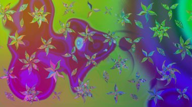 Raster suluboya çiçek deseni, narin çiçekler, yeşil çiçekler, tebrik kartı şablonu. Raster Güzel kumaş deseni.