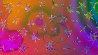 Raster illüstrasyonu. Çiçek desenli çizim. Kahverengi renkli Asyalı tekstil.