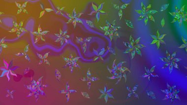 El çizimi çiçekli soyut çizim kalıbı. Kahverengi renkli çiçekler. Raster illüstrasyonu.