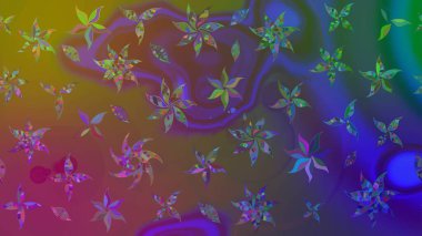 Raster düz çiçek çizim deseni. Kahverengi renkli çiçekler. Tasarım hediye paketi, tebrik kartları, posterler ve afiş tasarımı.