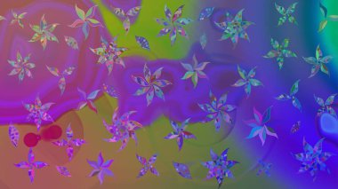 Raster illüstrasyonu. Klasik çiçek tasarımı elementleri. Menekşe renginde mor kıvırcık çiçekler.