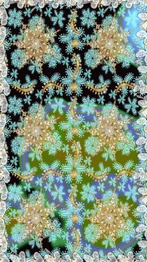 Barok tarzında duvar kağıdı tasarımı için kusursuz damaske deseni arkaplanı. Süslü raster dekorasyonu. Altın elementlerle nötr renklerde altın desen.