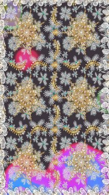 Geleneksel Raster klasiği gri renkler üzerine altın. Barok tarzında kusursuz bir doğulu süsü..