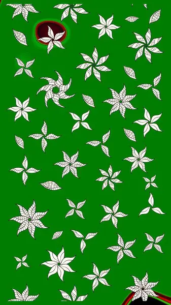 Yeşil renkli çiçekler. Raster illüstrasyonunda çiçek deseni çizimi.