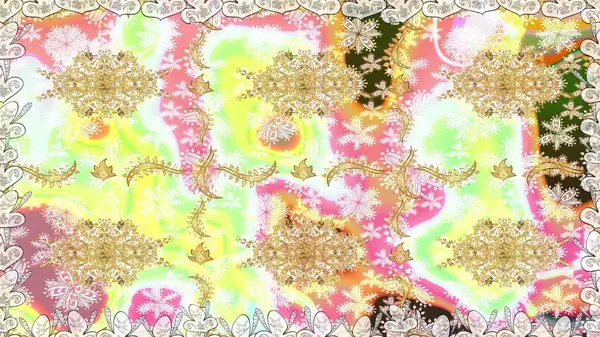 Altın kar taneleri basit, pürüzsüz desen. Kış sembolü, Mutlu Noeller, Mutlu yıllar 2019. Tarafsız renklerde raster altın desen. Soyut duvar kağıdı, ambalaj dekorasyonu.