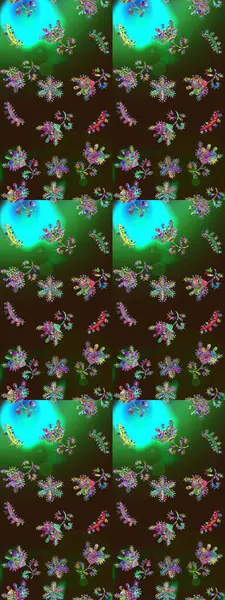 Güzel, kahverengi, yeşil ve mavi kar taneleri renkli bir arka planda izole edilmiş. İllüzyon. Düşen Noel stili kar taneleri. Kar taneleri, kar yağışı.