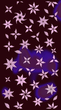 Yapraklı çiçekler ve kahverengi renkli papatya çiçekleri. Eskiz arkaplan modeli. Raster - stok.